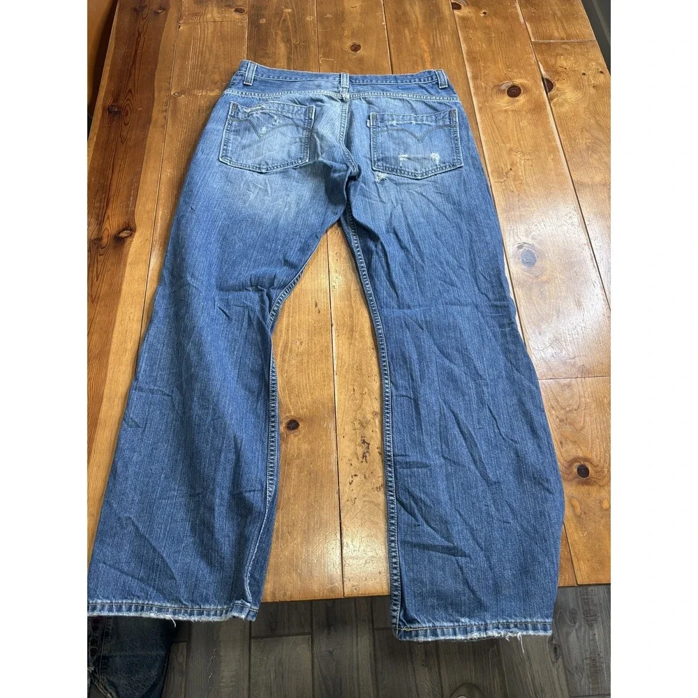 SilverTab Men's W34 L32 True Bootcut Jeans Medium Wash Distressed 100% Cotton